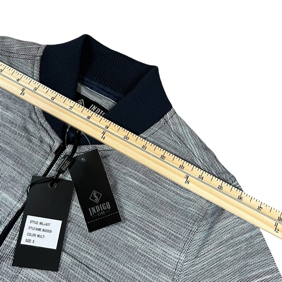 Indigo Star Men’s Small Muli Navy Twill Full Zip Bomber Shirt Jacket NWT - Picture 8 of 11